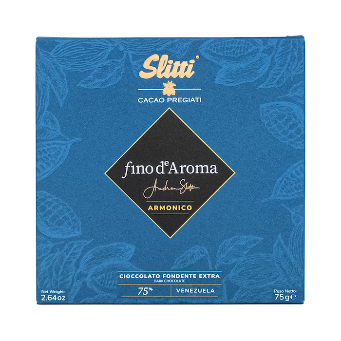 fiamma chocolate – slitti armonico venezuela 75% dark chocolate – organic fine flavour cacao roasted in tuscany - wrapper