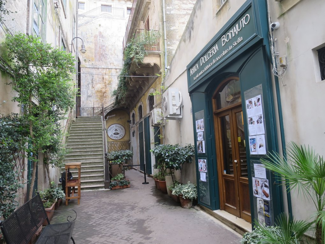 The shop of Antica Dolceria Bonajuto based in Modica, Sicily, where the family have been making chocolate for 150 years.