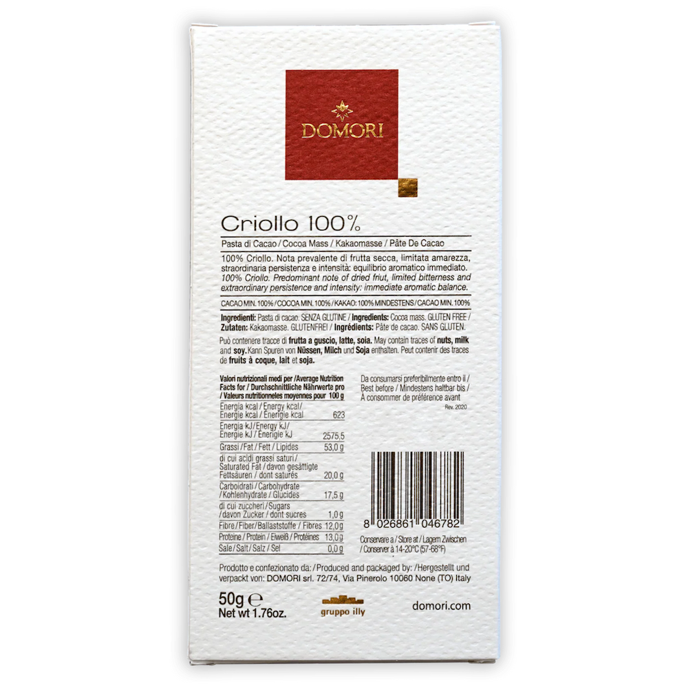 Domori - 100% Dark Chocolate - Criollo